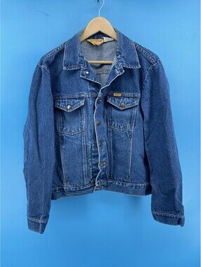 VTG Rustler Denim Jacket Men’s L Made USA Blue Trucker 100% Cotton Western